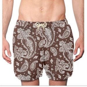 MC2 Saint Barth Men's Linen Swim Shorts With Paisley Print NWOT